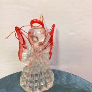 💕3/$20 Clear Acrylic & Pink Christmas Angel Cherub Figurine Miniature Hong Kong